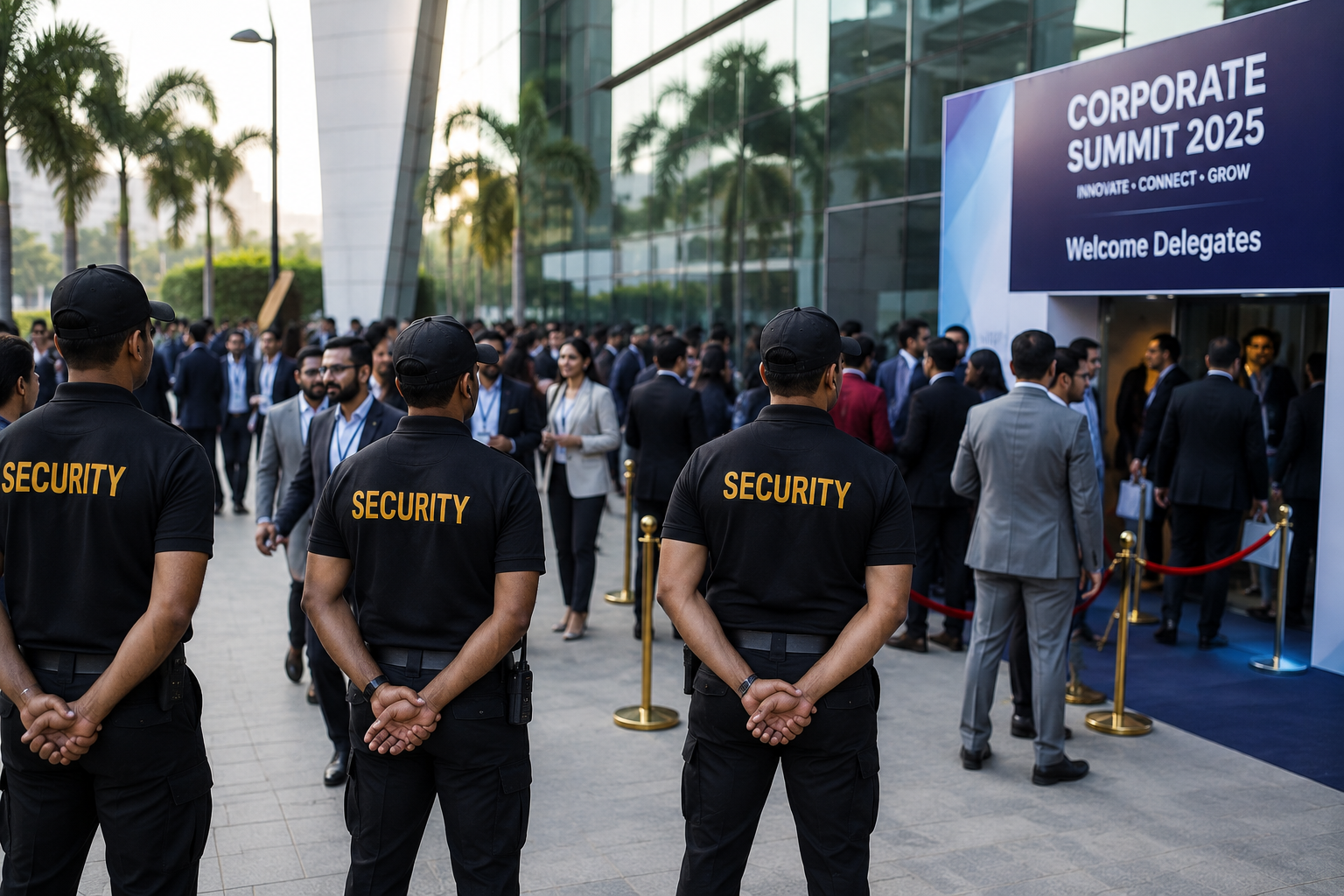 Bouncers managing crowd at a corporate event