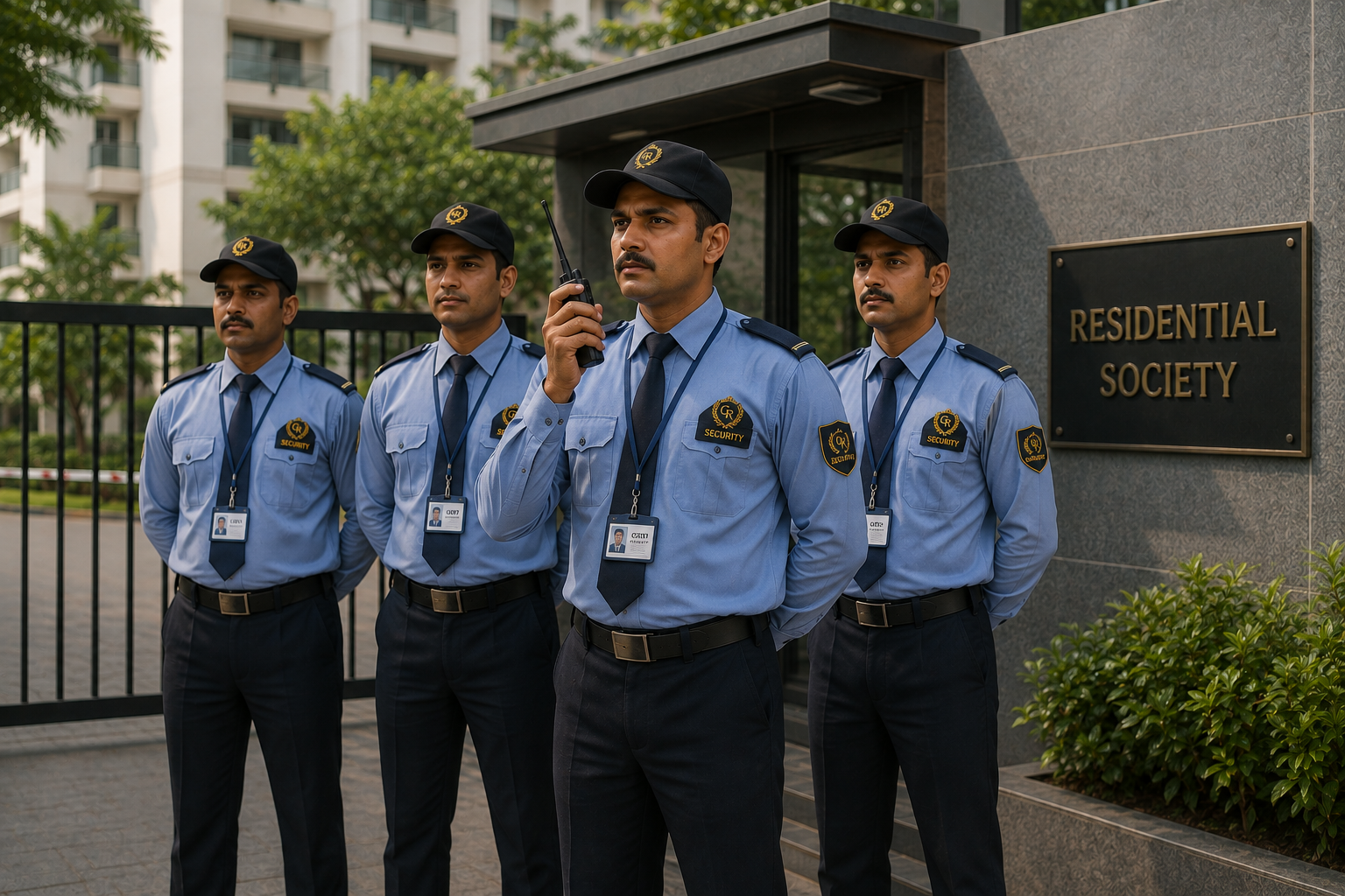 Security guard on duty at a residential gate